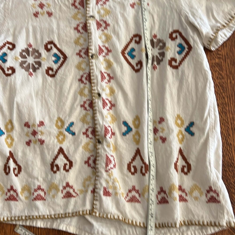 ASOS DESIGN relaxed revere shirt in linen mix with embroidered border Men’s SZ L - Picture 3 of 15